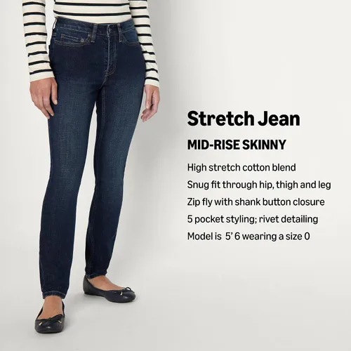 Miniatura 4 de Amazon Essentials - Jeans ajustados de tiro medio para mujer, altamente elásticos y versátiles