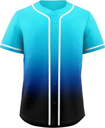 Miniatura 23 de KXK Camiseta de béisbol en blanco para hombre, camisas casuales con botones, manga corta, uniforme deportivo de equipo activo