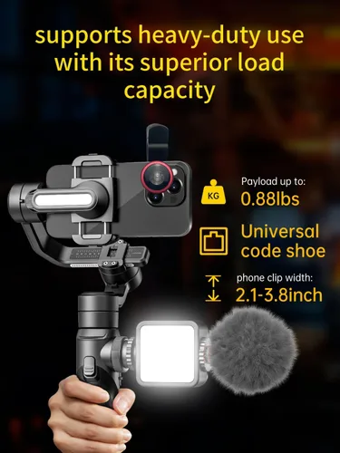 Miniatura 8 de AOCHUAN Estabilizador de cardán para smartphone, cardán estándar de la industria de 3 ejes con rotación de 360°, estabilizador de teléfono