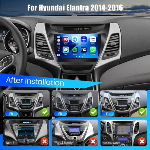 Miniatura 2 de Hikity 4+64G Android 15 Estéreo de coche para Hyundai Elantra 2014-2016, radio de pantalla táctil de 9 pulgadas con CarPlay, Android Auto