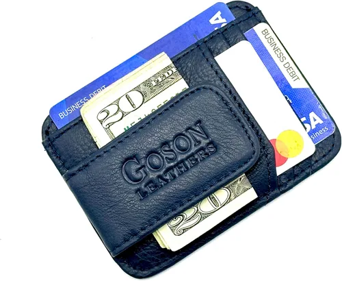 Miniatura 19 de Goson Cartera de cuero con clip para dinero para hombre, billetera de bolsillo frontal, tarjetero de crédito, cartera minimalista delgada