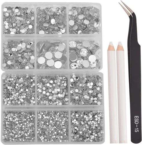Miniatura 75 de NCB 288 diamantes de imitación de cristal redondos para arte de uñas, con parte trasera plana, para hacer accesorios de bricolaje, zapatos, ropa