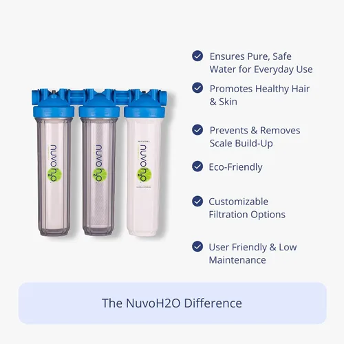 Miniatura 2 de NuvoH2O Sistema avanzado de filtro de agua de 3 etapas a base de cítricos, sin sal + suavizante de agua con filtración de cloramina y hierro, agua