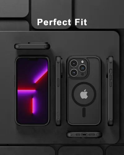Miniatura 5 de Mobnano Funda para iPhone 13 Pro, compatible con MagSafe, funda transparente con anillo magnético, diseño multicolor protector a prueba de golpes