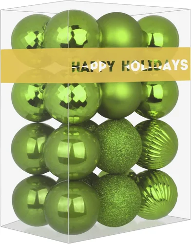 Esferas de Navidad pequeñas de 1.6 pulgadas, color verde limón, adornos para árbol de Navidad, inastillables, para decoración de cumpleaños, Verde
