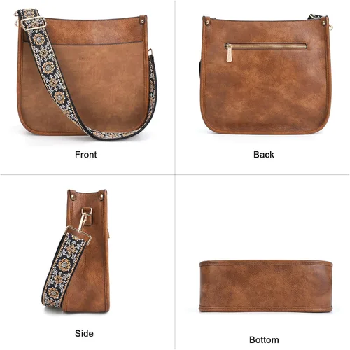 Miniatura 2 de HKCLUF Bolso cruzado para mujer, 2 piezas, de cuero, con 2 correas ajustables de leopardo, bolsa cruzada