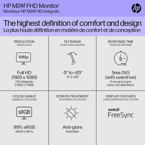 Miniatura 2 de HP Monitor serie 5 524sf 94C17AA#ABA (reemplaza a M24f) Pantalla FHD IPS (1920x1080) de 24 pulgadas, 1 HDMI, 1 x VGA, sin parpadeo, ideal