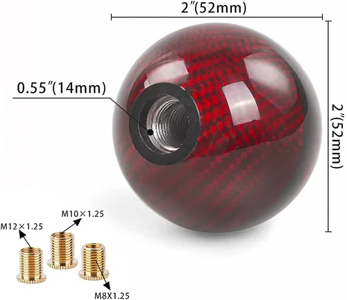 Miniatura 3 de Pomo Universal de Fibra de Carbono Real de Cambio de 6 Velocidades Pomo de Cambio Redondo en Forma de Bola para la Mayoría de Automóviles