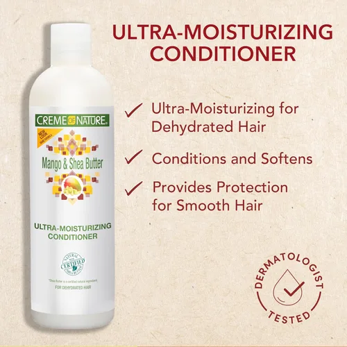 Miniatura 3 de Creme of Nature Acondicionador Ultra-Hidratante con Manteca de Mango y Karité para Cabello Seco y Deshidratado, Cuidado para Cabello Rizado