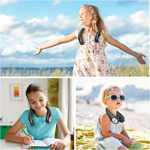 Miniatura 7 de Ventilador de cuello para niños, ventiladores portátiles sin aspas para niños de 4-14 años, niñas y niños, mini ventilador de refrigeración personal