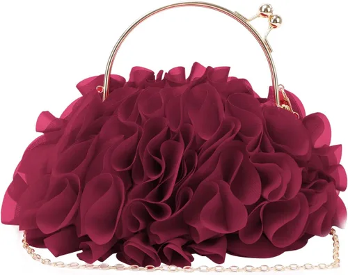 Miniatura 2 de Lanpet Bolsos de mano florales para mujer, bolso de noche de flores de satén, bolsos de fiesta de graduación