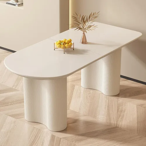 Miniatura 9 de Miuuod Mesa de comedor que ahorra espacio para apartamentos pequeños para 4-6 personas, muebles resistentes de mediados de siglo