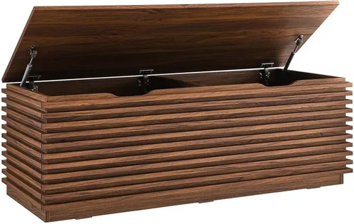 Miniatura 2 de Modway Render - Banco de almacenamiento de grano de madera de 47 pulgadas en nogal