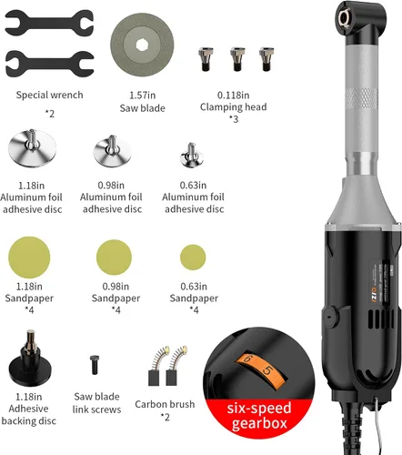 Miniatura 2 de IZIO Kit de Amoladora Eléctrica Multiusos con Troquel – Pulidora y Lijadora de 6 Velocidades Variables, Amoladora Angular Rotatoria Compacta de 1
