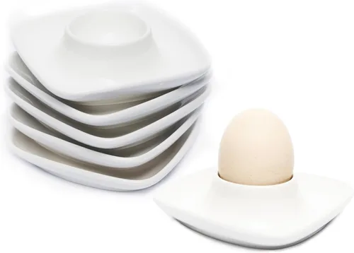 Ceramics - Juego de 6 soportes para huevos duros, color blanco