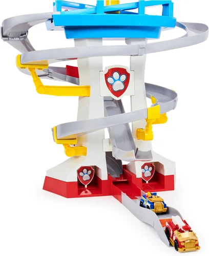 Miniatura 4 de Paw Patrol Adventure Bay Lookout Tower Playset con 2 vehículos de metal fundido a escala 1:55 (Chase y Marshall): Twin Track Rescue Way, set de 25