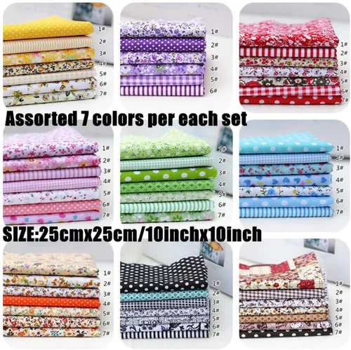 Miniatura 2 de MSCFTFB 14 piezas surtidas de 7 diseños cuadrados de tela, paquetes de tela precortados de retazos cuadrados para coser manualidades, apliques