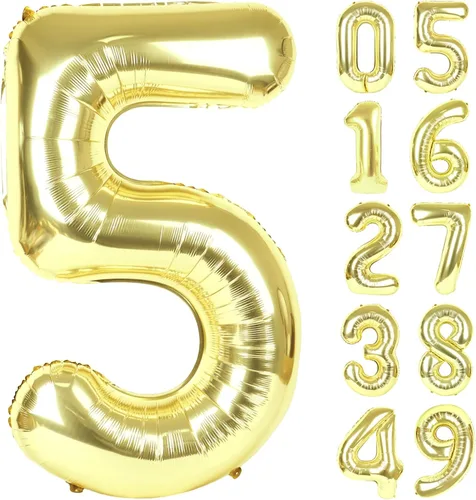 Miniatura 84 de Globo de cumpleaños número 4 dorado de 40 pulgadas, globos gigantes del número cuatro 14 24 34 40 44 2024, globos grandes de lámina de mylar para Oro