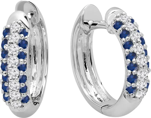 Dazzlingrock Collection Juego de pendientes de aro para mujer, oro blanco de 14 quilates