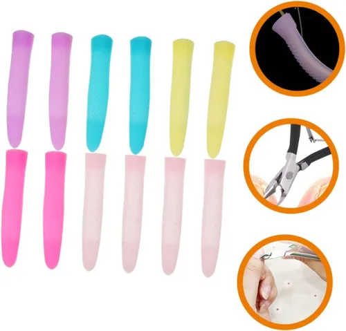 Miniatura 3 de DOITOOL Fundas antideslizantes de silicona para tijeras de cutícula, mangas para recortar uñas, 6 pares de fundas protectoras de agarre cómodo