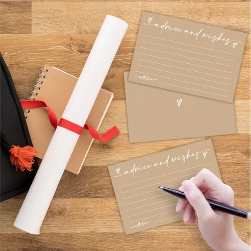 Miniatura 3 de 30 tarjetas de consejos y deseos – marrón minimalista – Tarjetas de consejos rellenables de doble cara para novia, boda, fiesta de graduación, señor