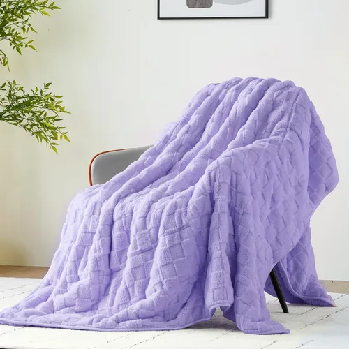 Miniatura 25 de Uttermara - Manta con peso de vellón sherpa de 15 libras para adultos, vellón ultrasuave y sherpa unicolor, manta de felpa acogedora de doble cara