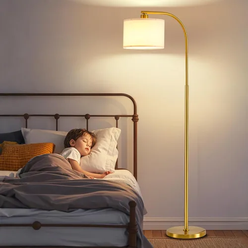 Miniatura 4 de Lámpara de pie alta para sala de estar, lámpara de pie moderna de 65'' con bombilla LED de 9W, elegante lámpara de pie con pantalla de tela, lámpara
