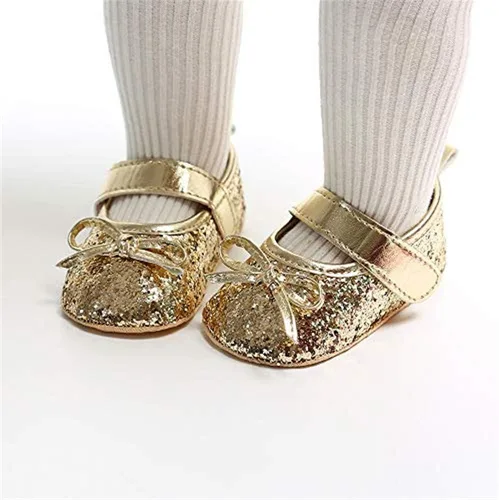 Miniatura 3 de Meckior Zapatos deportivos para bebé y niñas, suela suave, con lazo, princesa, vestido de boda, Mary Jane, planos, para recién nacidos, ligeros