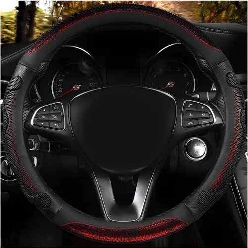 Miniatura 10 de Funda para volante de automóvil, protector de funda para volante antideslizante de 15 pulgadas con diseño de panal 3D, fundas universales para Rojo