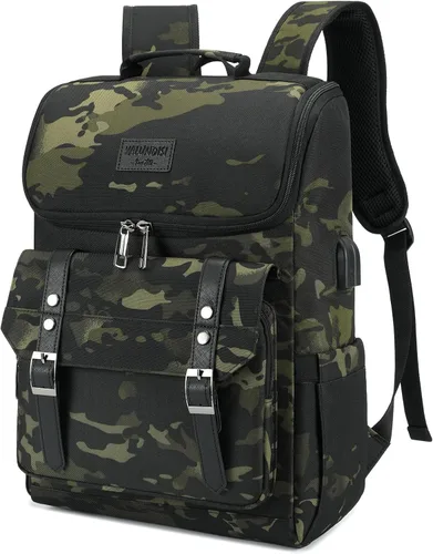 Miniatura 12 de Mochila vintage para laptop con puerto de carga USB para mujeres y hombres, Púrpura, 15,6 pulg.