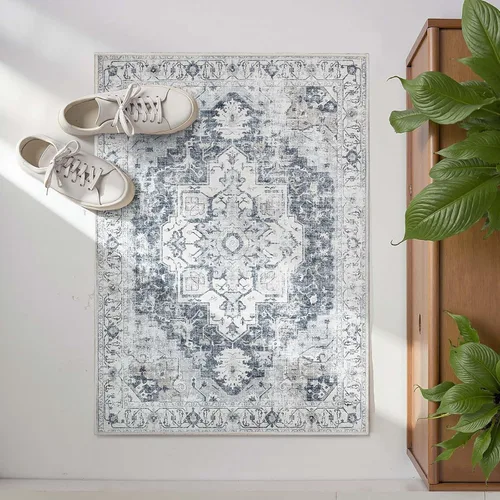 Miniatura 110 de jinchan Alfombra de Área 2x3 pies Alfombra Vintage de Entrada Lavable Bohemia Tapete Interior para Puerta Medallón Floral Tapete Pequeño para Puerta
