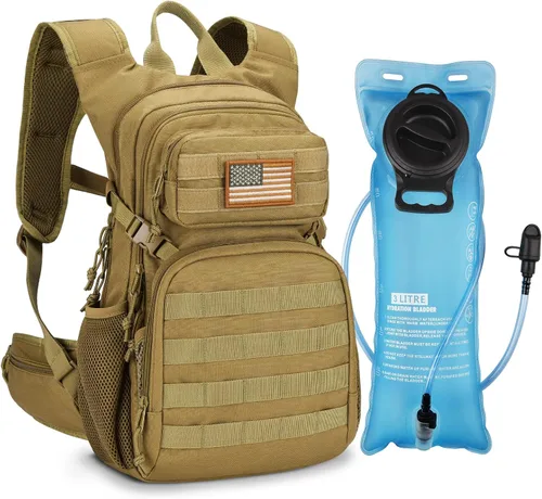 Miniatura 11 de CVLIFE Mochila táctica de hidratación con vejiga de agua de TPU de 3 L, mochila de senderismo de 22 L para hombres y mujeres, mochila de agua Molle