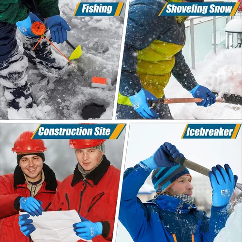 Miniatura 7 de Guantes de trabajo de invierno impermeables para hombre Guantes térmicos aislados Guantes cálidos de congelador para trabajo en clima frío