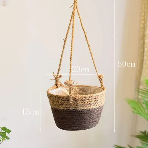 Miniatura 3 de WYSRJ - Maceta colgante de cuerda de yute de 8 pulgadas, cesta tejida para plantas, macramé, soporte para plantas, cestas de almacenamiento