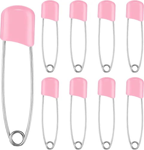 Miniatura 20 de 50 unidades de pines de seguridad para pañales con cabeza de plástico de 5,6 cm, pines de pañal con cierres de bloqueo, acero inoxidable con bolsa