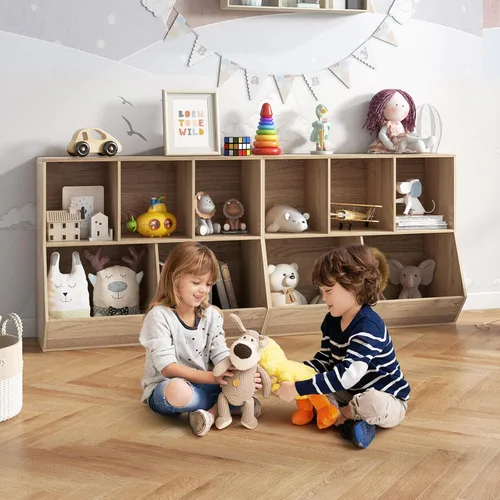 Miniatura 2 de Kids Bookshelf and Toy Organization,5 Cubby Open Wooden Playroom Organization and Storage, Toddler Bookshelf for Kid’s Room Bedroom Nursery