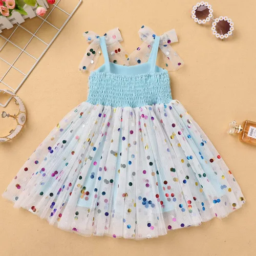 Miniatura 30 de IMEKIS Vestido de princesa de cumpleaños para niña pequeña, confeti brillante, bohemio, arco iris, pastel, sesión de fotos, traje para 1-6T
