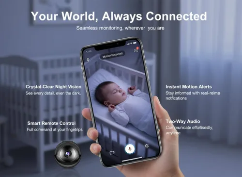 Miniatura 3 de Mini cámara WiFi 2026 1080P Ocultar, cámara remota inalámbrica para interiores, cámara gran angular de 150°, cámara de vigilancia de seguridad