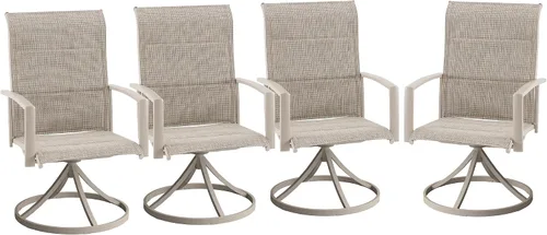 Miniatura 15 de VICLLAX Juego de 2 sillas de comedor giratorias para patio, sillas de exterior de tela de malla de textileno acolchada con reposabrazos para porche