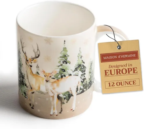 Miniatura 159 de Maison d' Hermine Taza de café con asas, tazas de porcelana fina de hueso, paquete de dos tazas de té para bebidas calientes, capuchino, latte, 015