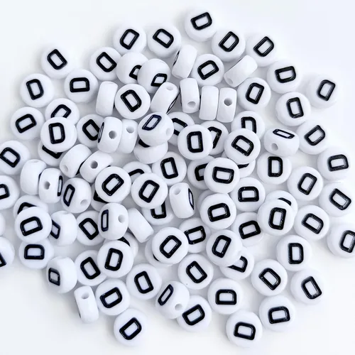 Miniatura 4 de 100 cuentas de letras acrílicas del alfabeto para hacer joyas, cuentas redondas blancas de la letra D para hacer pulseras, collares, llaveros, 0.157