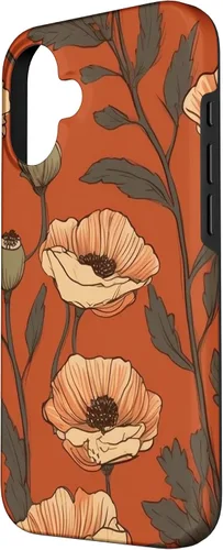 Miniatura 2 de iPhone 16 Floral Pattern Poppies Terracotta Poppy Flower Case