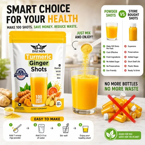 Miniatura 5 de Suplementos de Cúrcuma y Jengibre con Piperina, Vitamina C, Vitamina D3 y Zinc 100 Porciones de Shots de Cúrcuma y Jengibre para la Salud
