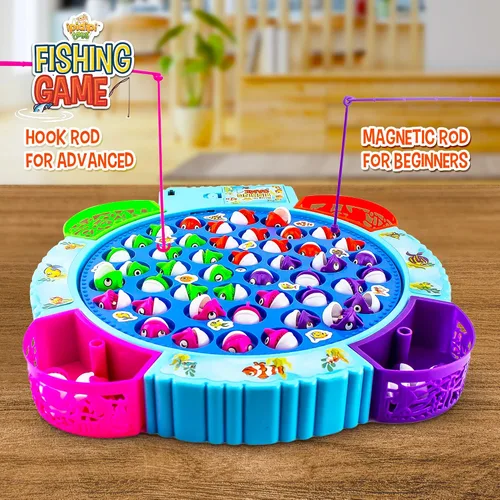 Miniatura 6 de IPIDIPI TOYS Juego de pesca para niños, 45 peces y 8 bastones, juguete magnético de peces con tablero giratorio y música, actividad de habilidad