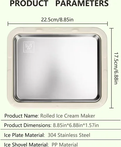 Miniatura 2 de Máquina de rodillos de helado, bandeja de helado enrollada para bricolaje, máquina de helado instantáneo, hielo instantáneo de yogur, batidos