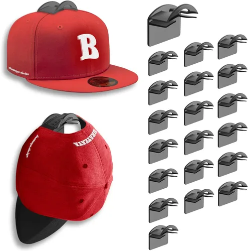 Miniatura 7 de Percheros para sombreros de pared, fuertes soportes adhesivos para sombreros, organizador para gorras sin perforación, paquete de 20 ganchos