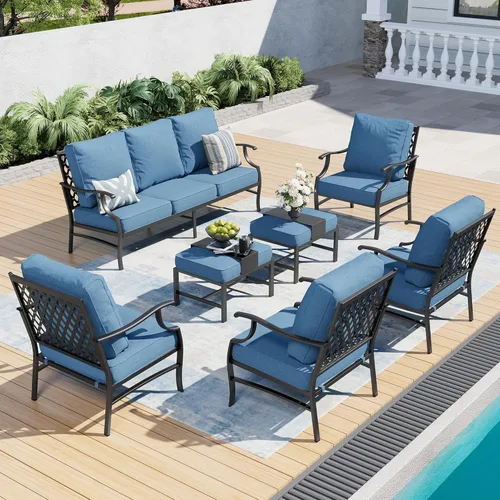 Miniatura 51 de SUNSHINE VALLEY Juego de muebles de patio al aire libre de 7 piezas, moderno juego de conversación de patio exterior con cojín extra grueso de 5.75