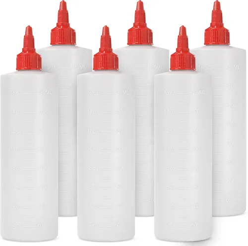 Miniatura 8 de Paquete de 6 botellas de plástico para salsas, botellas exprimibles de condimentos de 8 onzas para líquidos, botella de chorro sin BPA con tapa