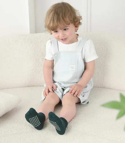 Miniatura 6 de JAKIDAR 12 pares de calcetines antideslizantes de algodón para niños y niñas, suela antideslizante para bebés y niños