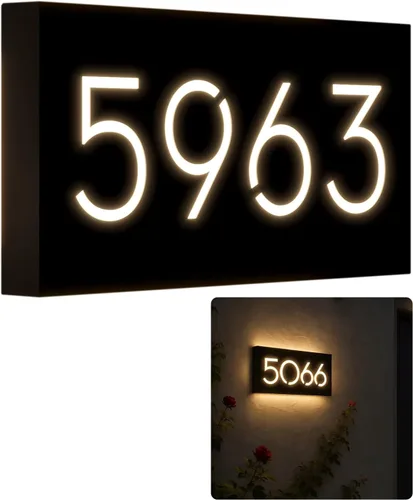 Miniatura 11 de Números de casa LED de 12V para casa, retroiluminación de calle, números de casa modernos personalizados, señal de dirección iluminada, placa de Luz
